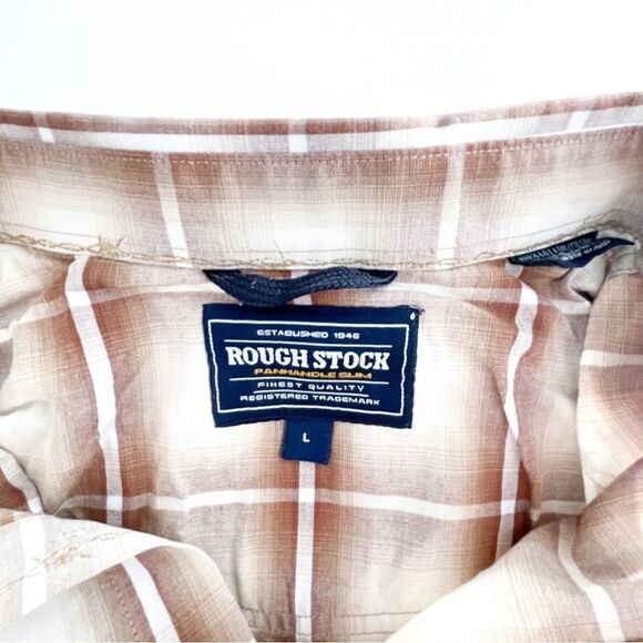 Panhandle Slim Roughstock Shirt Western Button Up Brown Plaid Mens L Barbed Wire - Picture 3 of 11